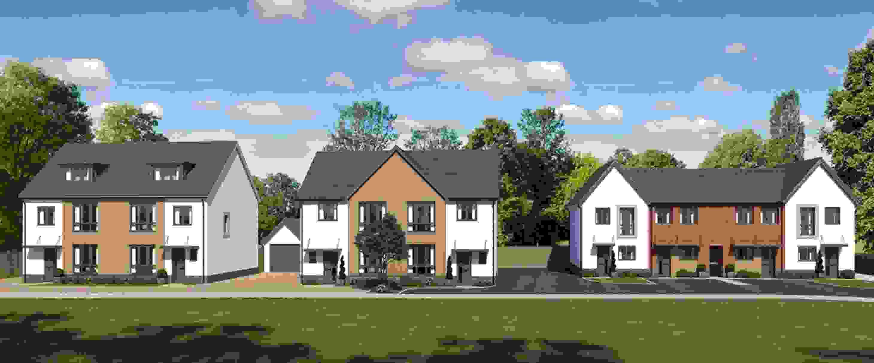 A row of new homes on a housing development.